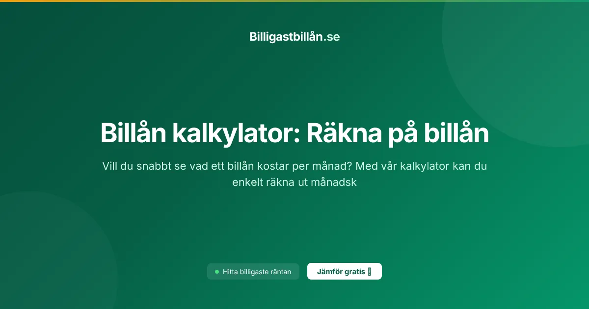 Billån kalkylator: Räkna på billån