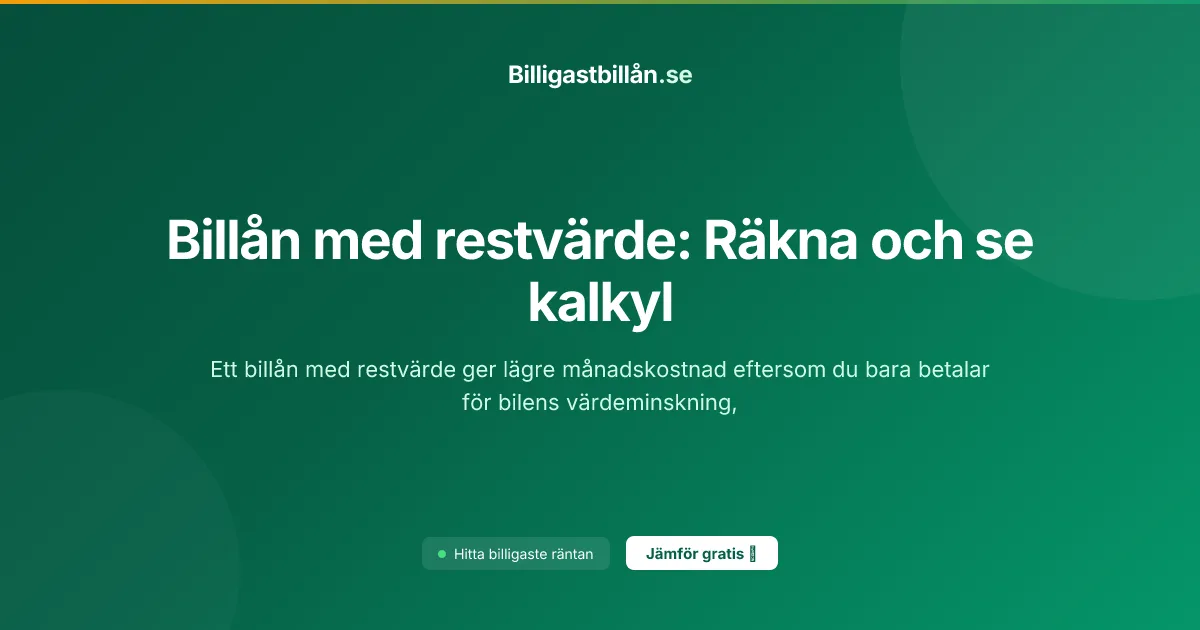 Billån med restvärde: Räkna och se kalkyl