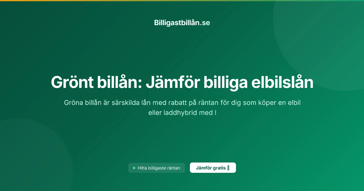 Grönt billån: Jämför billiga elbilslån